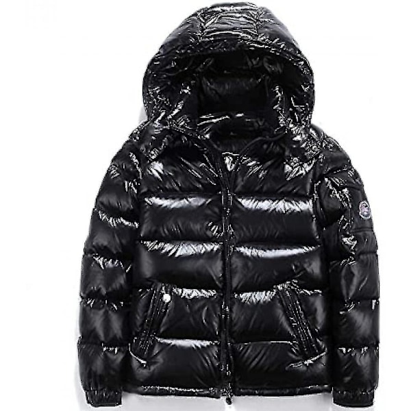 Winter Shiny Down Jacket Men's Jacket Stand Collar Down Jacket With Hood K Black XL
