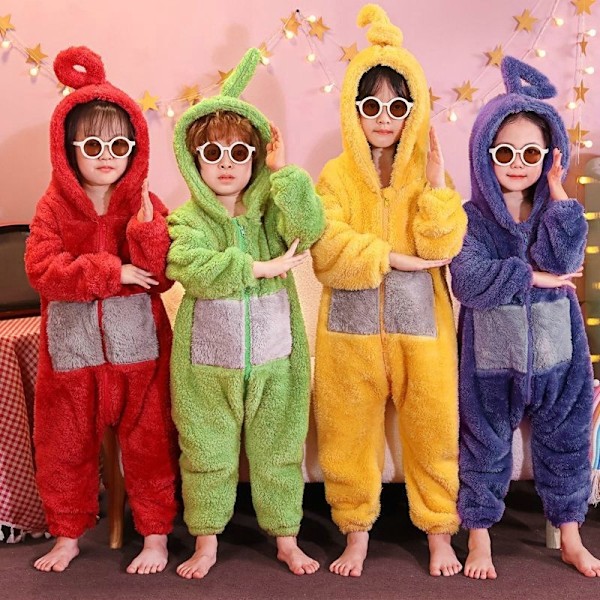 Teletubbies One Piece Pyjamas Barn förtjockad korallfleece Red Red 110cm