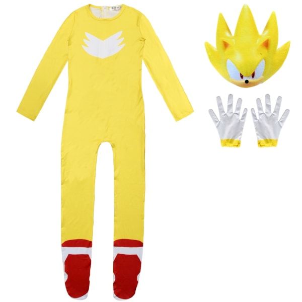 Jumpsuits for barn med maske Sonics Cosplay-kostyme for barn Svart 130 cm K yellow 140cm