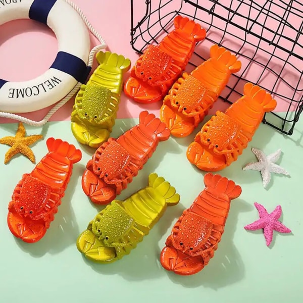 Cute Lobster Funny Slippers Beach Non Slip Summer Sandaalit . Orange 44-45