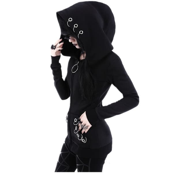 Uformell genser med hette for kvinner H Black 3XL