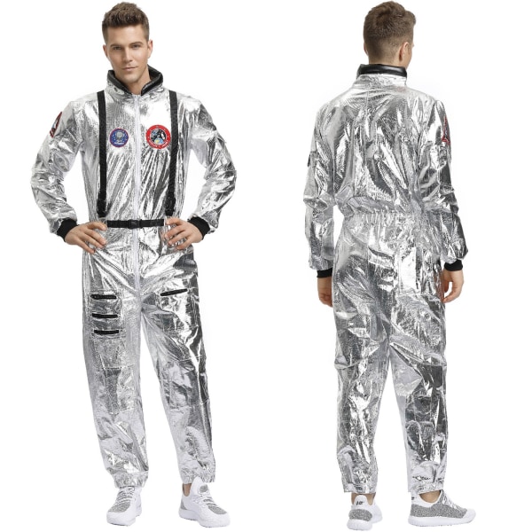 Astronaut Spaceman Cosplay kostym Silver rymddräkt Y XL