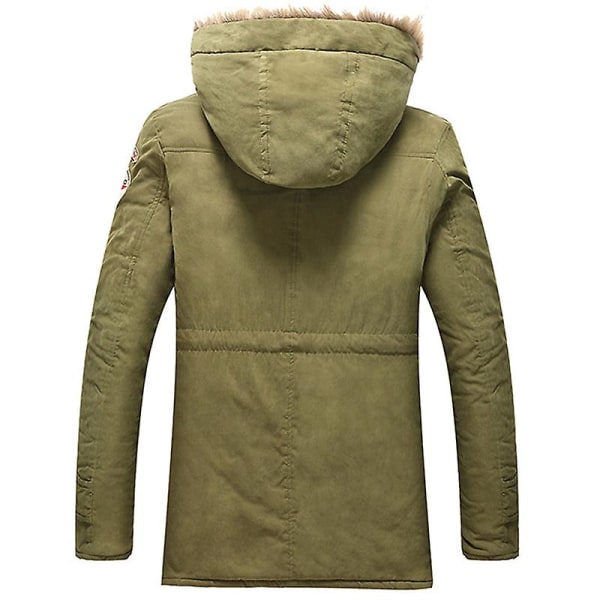 Miesten talvipehmustettu pehmustettu Parka-hupullinen takki Ulkovaatteet Paksu fleecehupparitakki Z X Army Green S
