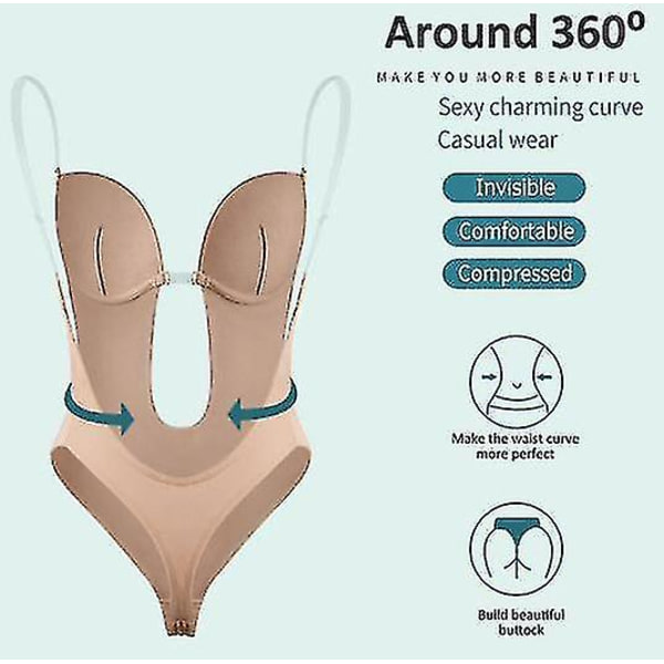 Kvinners ryggløse Shapewear Dyp V-hals Body Shaper for Low Back Dress zy skin color M