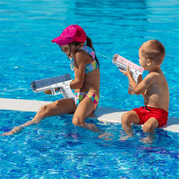 Elektrisk vattenpistol för vuxna och barn Automatisk vattenpistol, vattenpistol med stor kapacitet för sommar, pool, strand Blue C