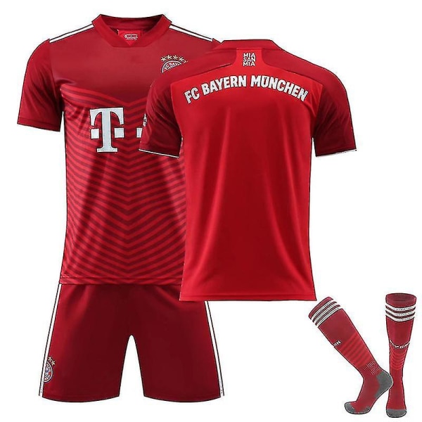 FC Bayern München Kids Soccer Kits Jalkapallo Jersey harjoituspaita puku 21/22 - Lewandowski/Sane/Muller W Y No Number Home 18 (100-110cm)