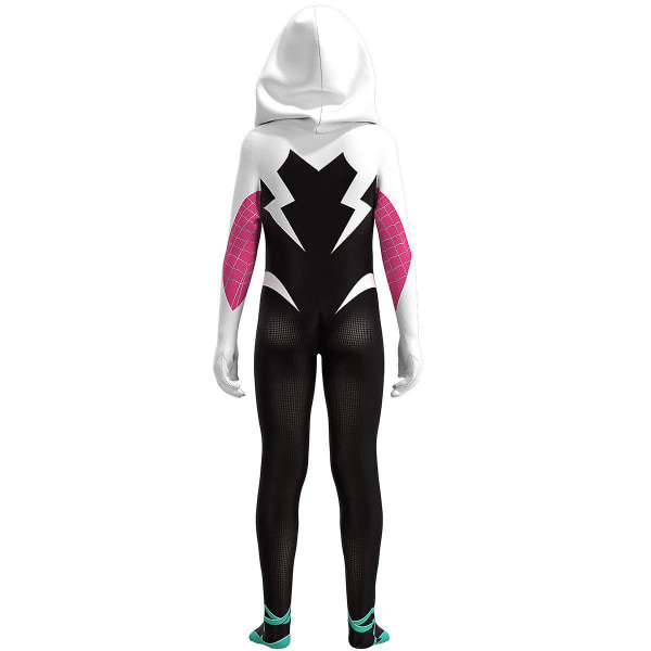Ghost Spider-gwen Kostym Cosplay Kostym Fest Jumpsuit Monterade Barnkläder Spiderman Ansiktsmålning 110cm