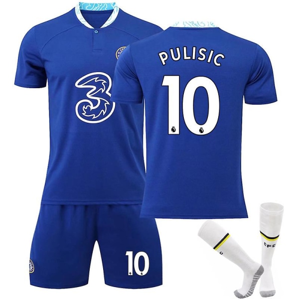 22-23 Chelsea Hjemmefodboldsæt Fodboldtrøje Fodbolduniformer V PULISIC 10 Kids 18(100-110CM)