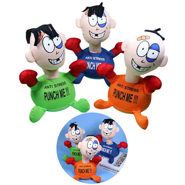 elektrisk plys legetøj punch me doll funny feelings vent legetøj -1 blue