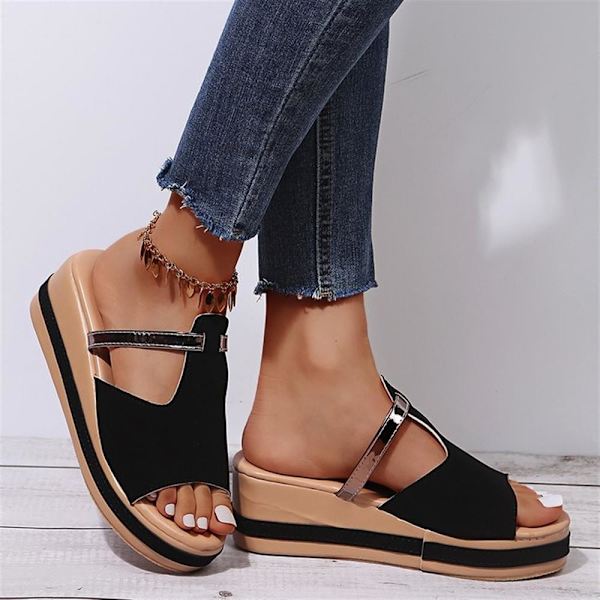 Kvinners skråning i et ord uformelle utendørs sandaler og tøfler. black 41