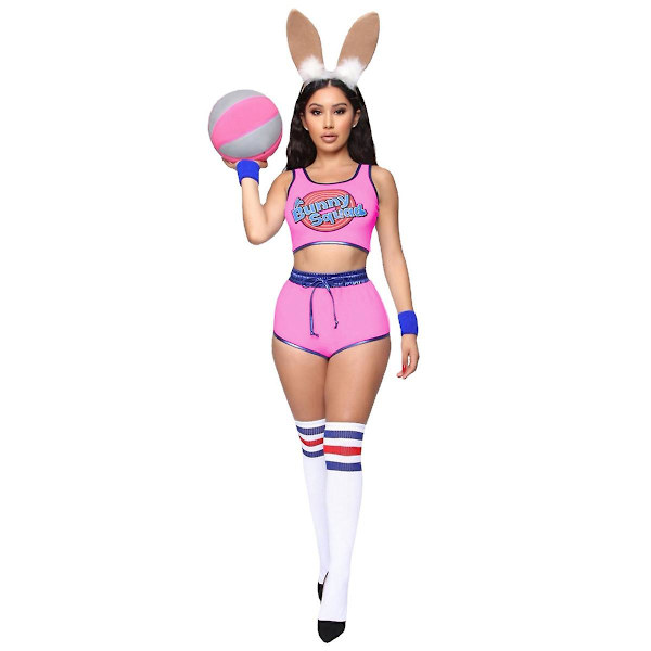 Squad Lola Bunny Rabbit Kostymer Cosplay Kostymer Toppbyxor För Dam Pink XL
