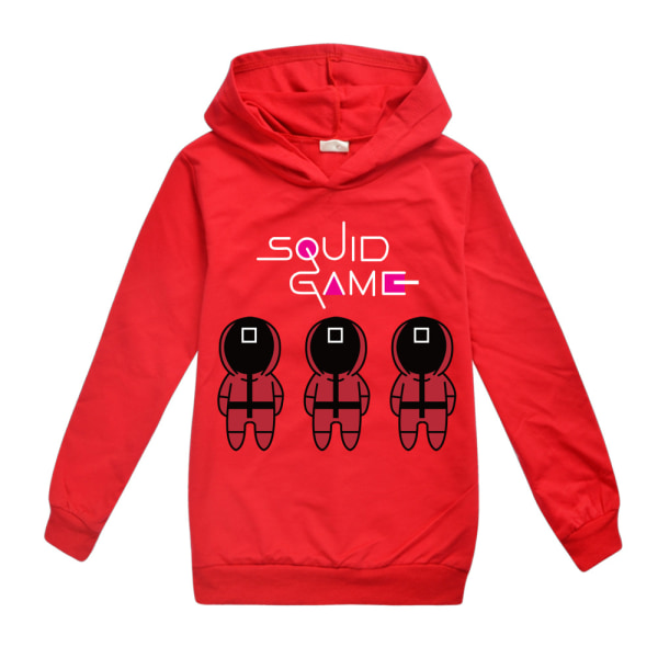 Kids Squid Game Casual Langærmede hætteoverdele Kostume Cosplay marineblå 120cm -1 red 110cm