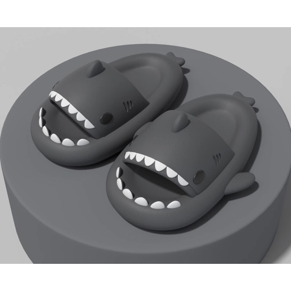 Shark Slippers Badetøfler EVA Shark Slippers Børn Kvinder Mænd Bløde Floppy Slippers Sandaler Nettøfler - Dark Gray 25-25.5cm