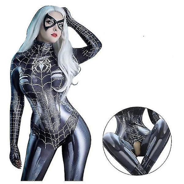 Spider Man Cosplay Kostume Sexet Bodysuit Superhelt Spider Man Sexet Kvinder Sort Jumpsuit Til Voksen Halloween Cosplay Party #yg CNMR 2XL