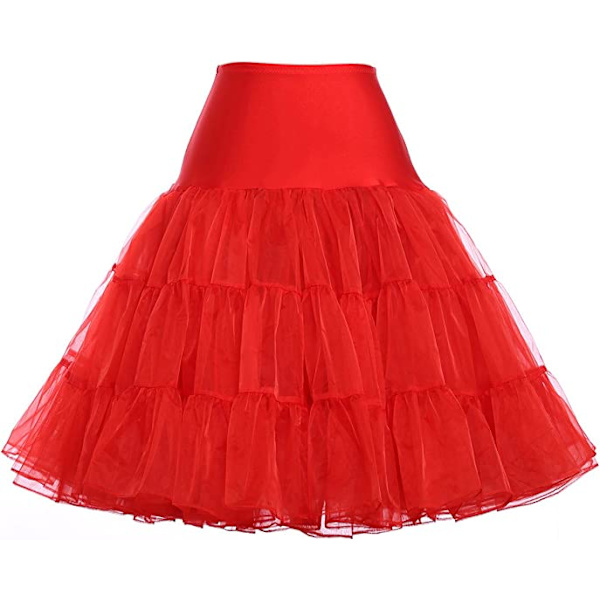 50-luvun alushame Rockabilly-mekko Crinoline Tutu naisille Z X Red L