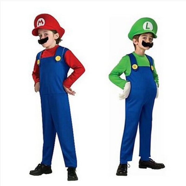 Cosplay upper Mario kostumer til voksne og børn rød L H green S