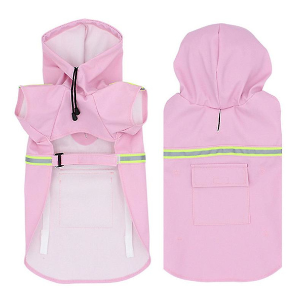 Stor hunde-regnfrakk Justerbar kjæledyr Vanntette klær Lett regnfrakk Poncho-hettegensere med stropp Reflekterende CNMR pink 4XL