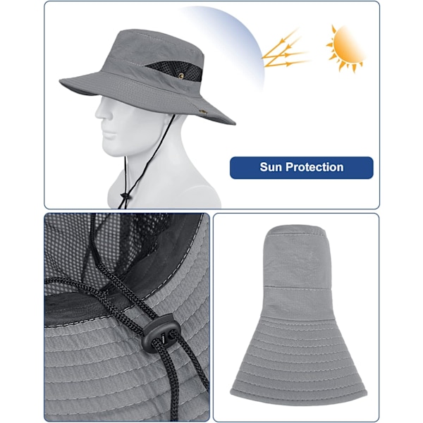 Hatt sommar UV-skydd solhatt herr peaked cap sommar fiskare hatt andas hopfällbar safari hatt unisex för utomhusbruk H