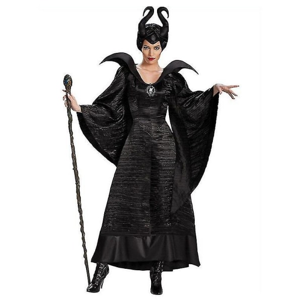 Halloween Tornerose Heks Maleficent Kjole Til Voksen Ond Heks Karneval Cosplay Kostume Outfit Q L