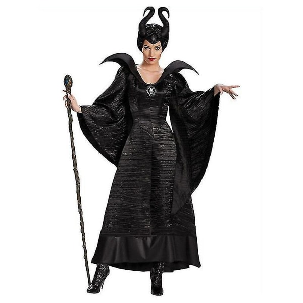 Halloween Tornerose Heks Maleficent Kjole Til Voksen Ond Heks Karneval Cosplay Kostume Outfit Q XXL