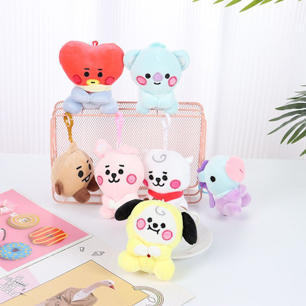 12CM BTS Plysch Doll Toy BT21 Nyckelring Väska hänge /