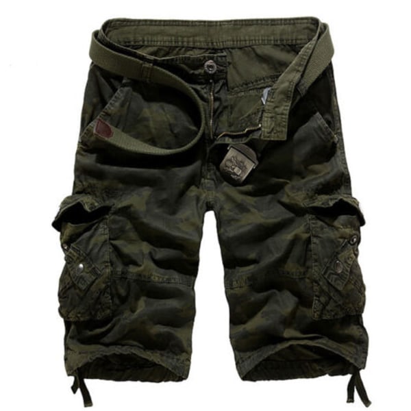 Herr Army Combat Camo Cargo Shorts Byxor Casual Korta byxor H Green 31