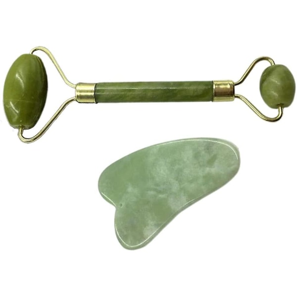 Natural Jade Roller,acsergery Ögon Ansiktsmassage Dubbelt huvud Hudrulle Nacke Rygg Kropp CNMR