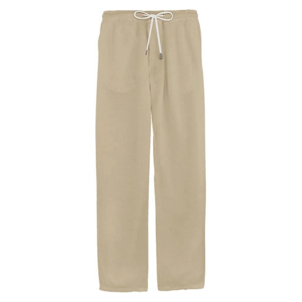 Uformelle linbukser for menn sommer løse bukser av høy kvalitet H Khaki 2XL