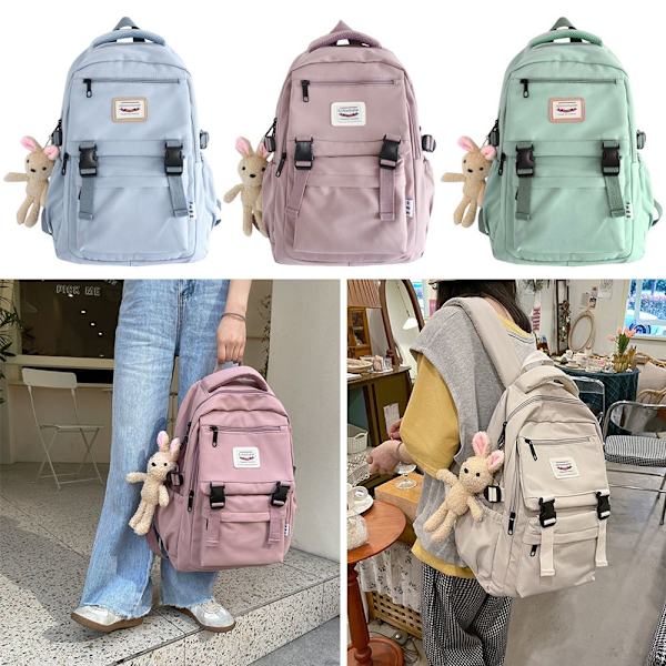 Vandtæt nylon rejsetaske skoletaske - beige