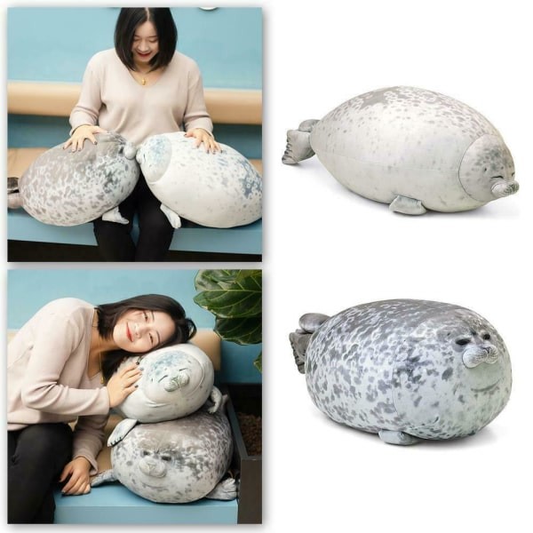 Angry Seal Pillow Plyssæl Dyrelegetøjssælpude -1 / Grey 60CM