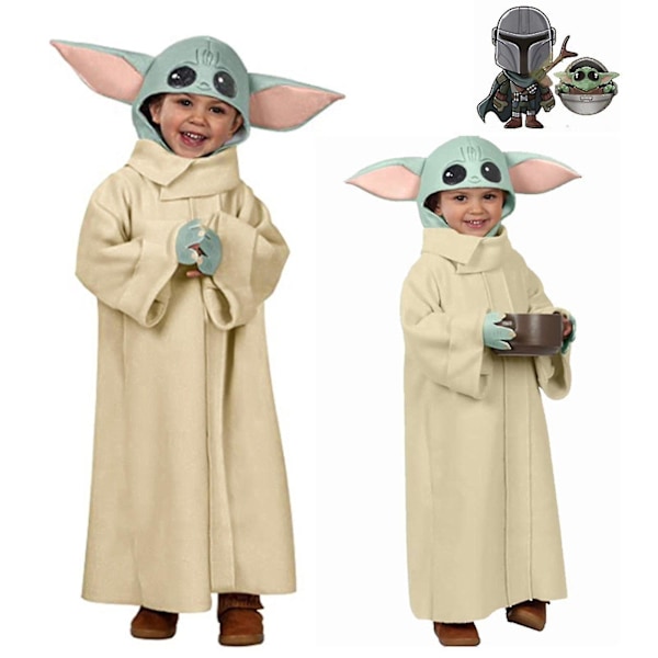 Halloween julmaskeraddräkt för barn Yoda baby + huvudskydd 8-11years(L)