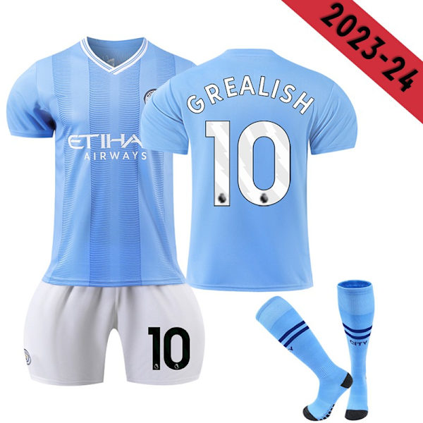 23-24 Manchester City Home Kids Football Kit nro 10 GRELISH K 12-13 Years