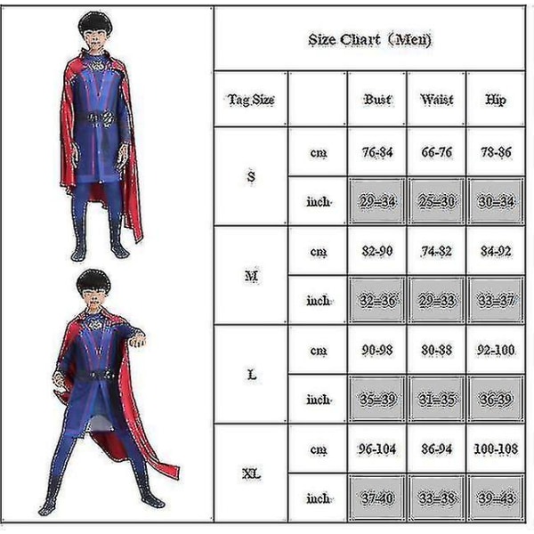Børn/mænd Doctor Strange Halloween Costume Jumpsuit + Cape Outfit Sæt Mens 5-6Years