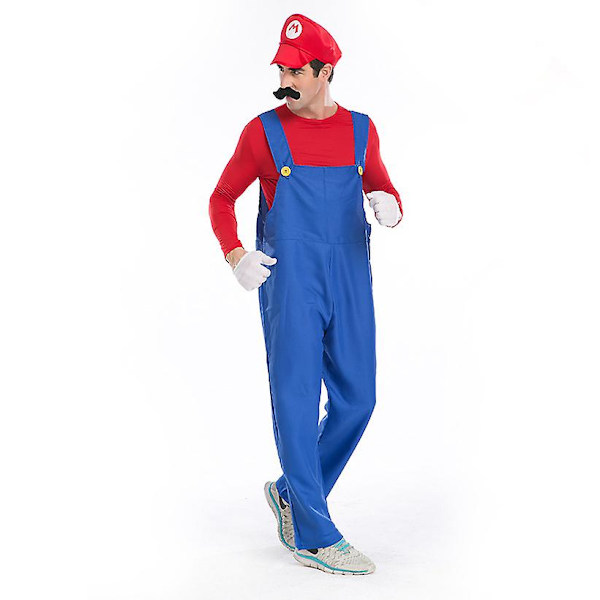 Miesten Super Mario ja Luigi Bros Fancy Dress Halloween -asu Putkimieshaalarit Red XL