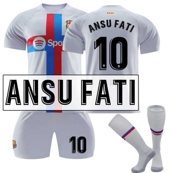 22 Barcelona tröja 2 bortamatch NO. 10 Ansu Fati tröja set / #L