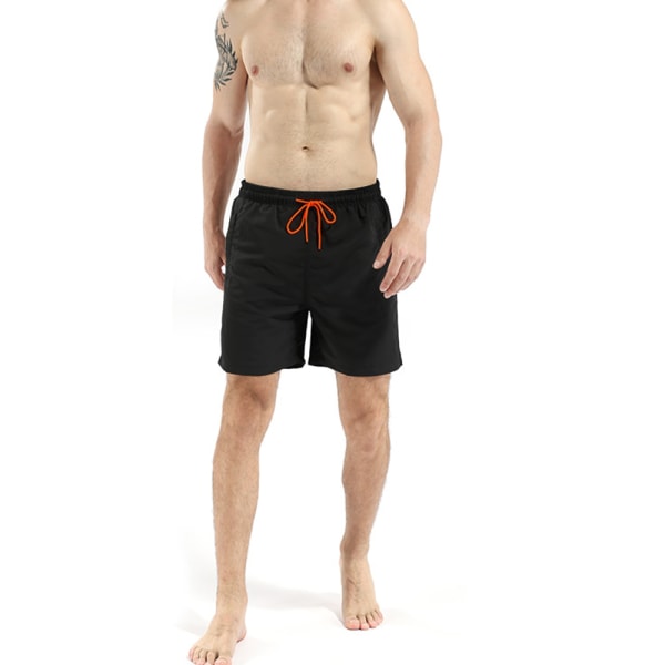 Black Shorts Zip Pocket Herre Beach Shorts Vanntett Hurtigtørrende. L