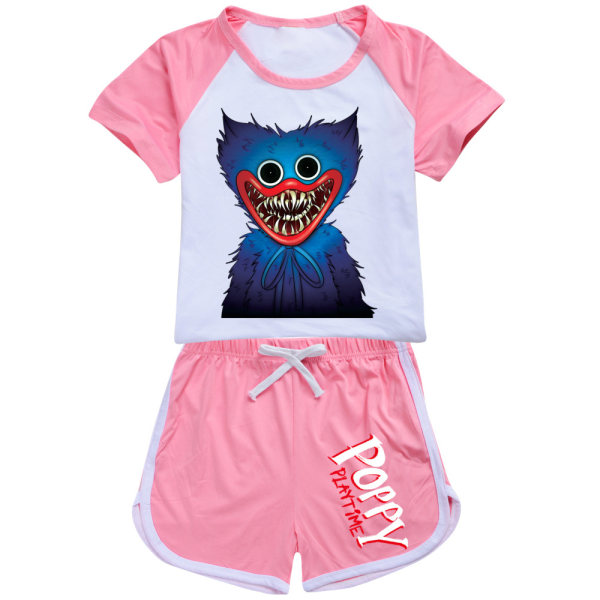 Poppy Playtime Girls Qutfit kortermet t-skjorte og shortssett Z Pink 150cm