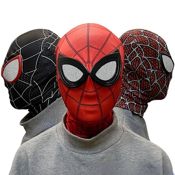 Svart Mj Spiderman Mask Huvudbonader Cosplay Scenrekvisita-vuxen röd Z red