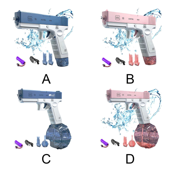 Elektrisk vannpistol for voksne og barn automatisk vannpistol, stor kapasitet vannpistol for sommer, basseng, strand Blue A