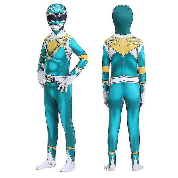 Voksen Barn Power Rangers Mighty Morphin Cosplay Jumpsuit Party Fancy Dress Green 150