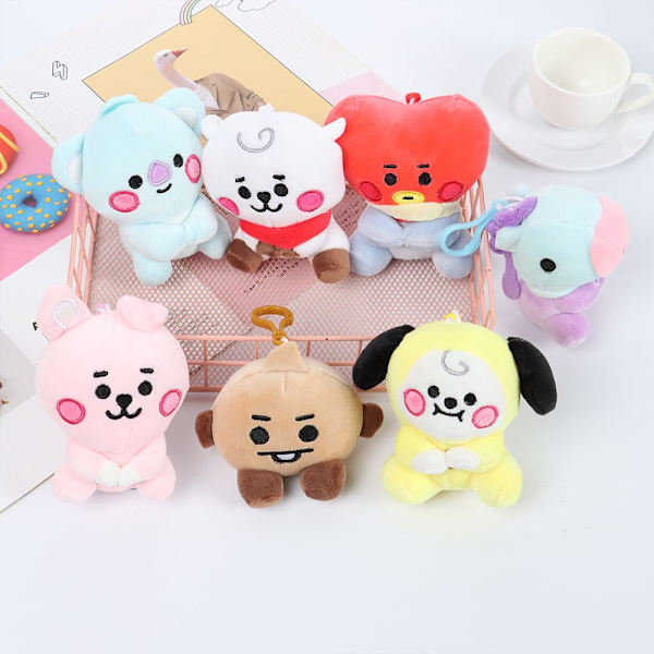 12CM BTS Plysch Doll Toy BT21 Nyckelring Väska hänge /