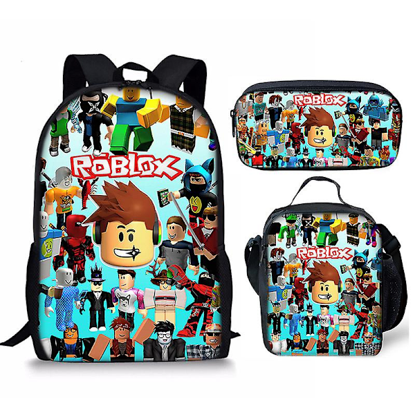 3d Roblox Studentbag Matpose Blyantpose 3stk/ Sett Ryggsekk V 3pcs