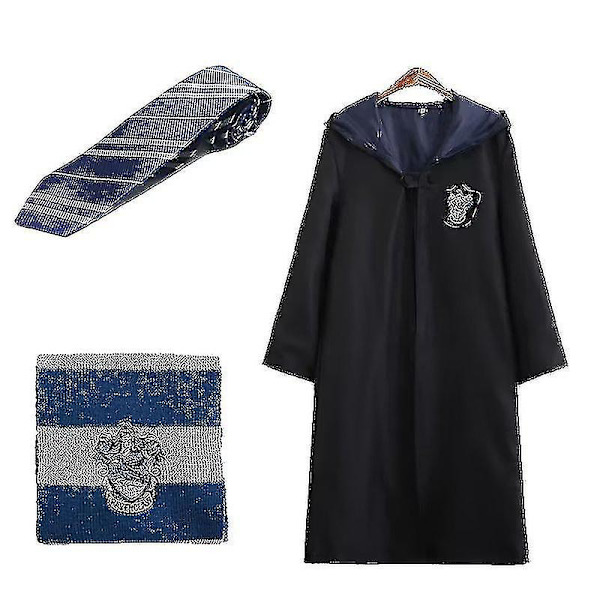 Harry Potter Cosplay kostyme Gryffindor Ravenclaw Robe Kappe Voksen Barn Kjole CNMR Blue 155cm(11-12yesrs)