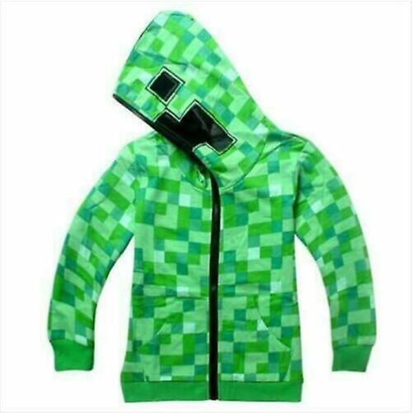 Lasten poikien nuorten huppari vetoketjullinen villatakki Minecraft-lahja. green 140cm