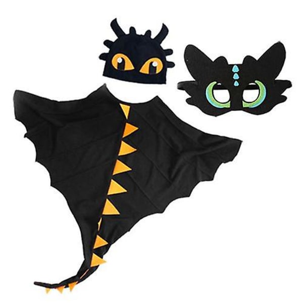 Kids Dinosaur Cape Halloween Cosplay Costume Set Kids Christmas Outfits CNMR Black