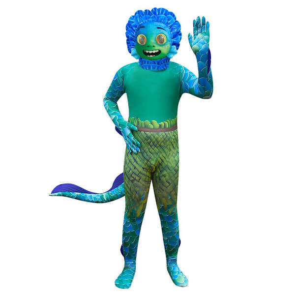 Ocean Monster kostym pojke Halloween Cosplay Jumpsuit Set - 160cm