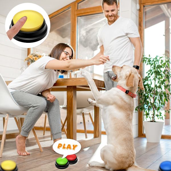 Stemmeopptaksknapper Kjæledyr Interaktivt Leketøy Kommunikasjon Trening Pip Svar Buzzer for kjæledyr, hunder, baby CNMR 1pc (Random Color)