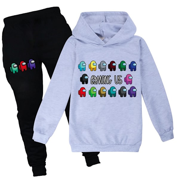 Among Us Crewmate Impostor Game Kid Hoodie Jumper Træningsdragt Sæt V - White 100
