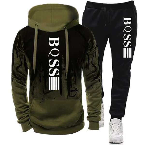 Hættetrøjer til Mænd Tøj Splash Ink Sweatshirt Kostume Mænd Tracksuit Bukser Sæt Ny i Hættetrøjer & Sweatshirts Sportsdragt Sæt Grøn Green L
