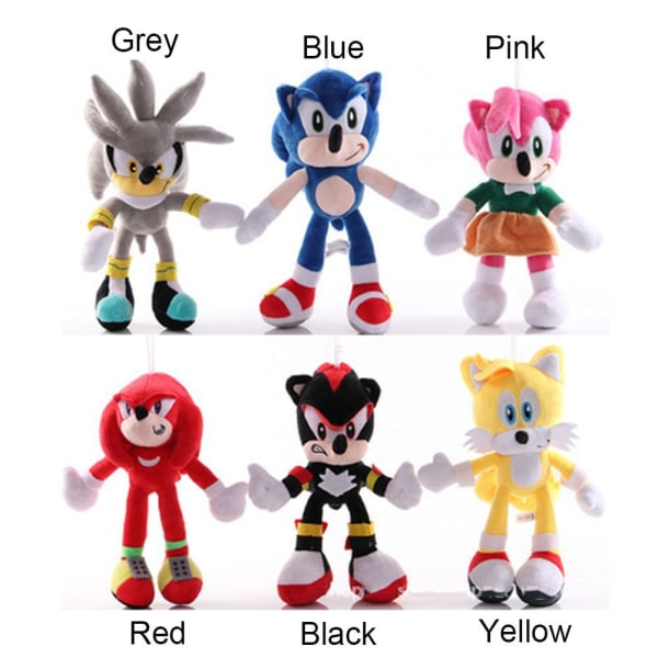 Sonic Anime Figur Plysj Doll Toy grå -1 gray